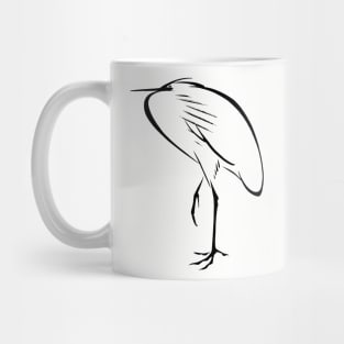 Japanese Sumi E Calligraphy Egret Bird Mug